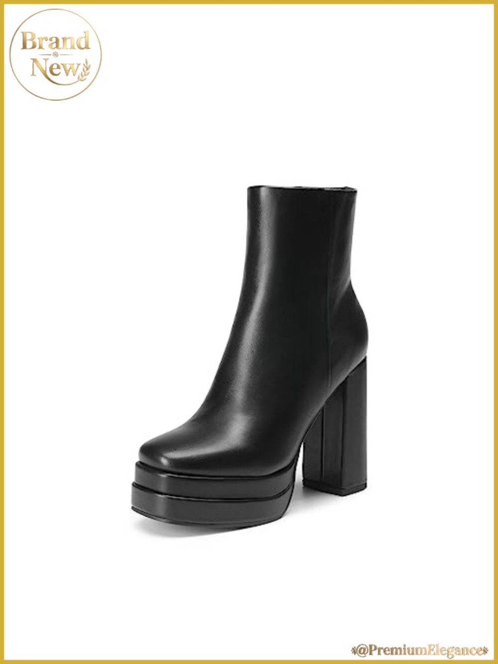 PU Platform Chunky Heel Ankle Boots Side Zip Cushioned Insole - Picture 1 of 6